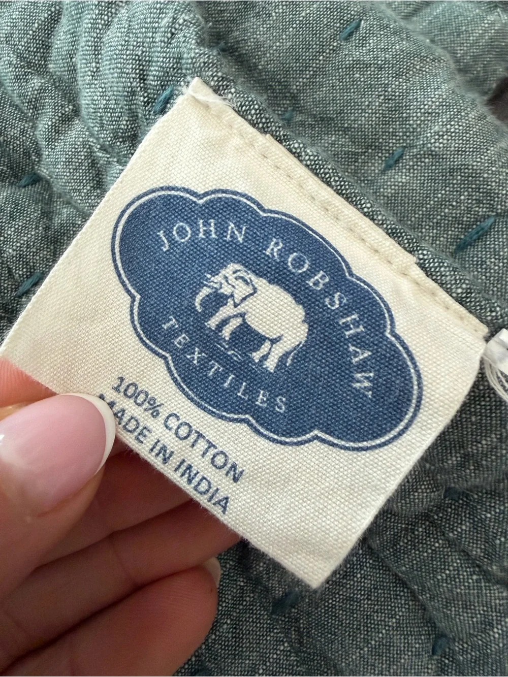 John Robshaw Woven Quilt Teal Blue Twin Size
